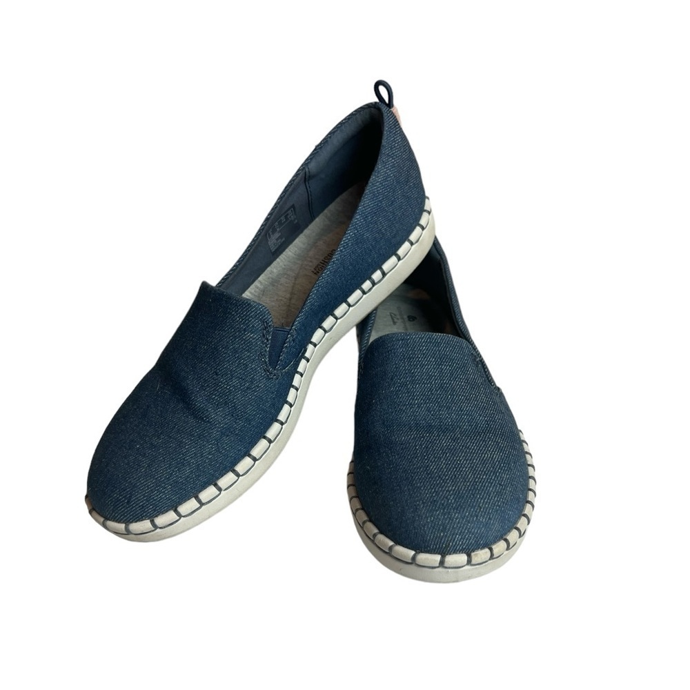 Cloudsteppers by Clarks Step Glow Slip-On Comfort Loafer in Denim Blue S…